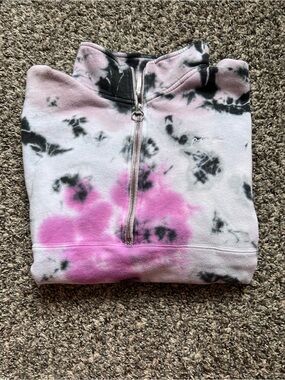 Pink Tie-Dye Half-Zip Women’s Sweatshirt